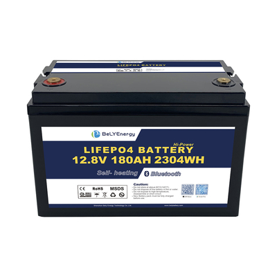 Batterie RV avec BT et batterie lithium-ion LiFePO4 auto-chauffante 12V 180AH pour stockage d'énergie